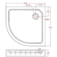 Douchebak Opbouw Best Design Project Kwartrond 90x90x14 cm Hoogglans Wit