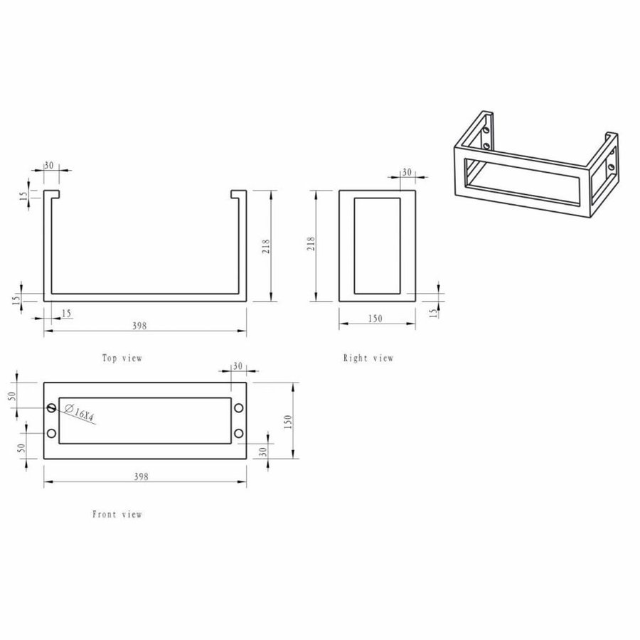 Fonteinset AQS Solid Black 40x22x10 cm met Mat Zwart Frame