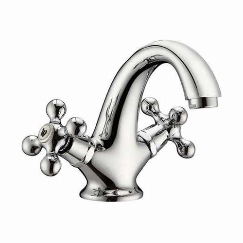 Wastafelkraan Schütte Elk Klassiek Mengkraan met Waste en Twee Metalen Grepen Chroom 