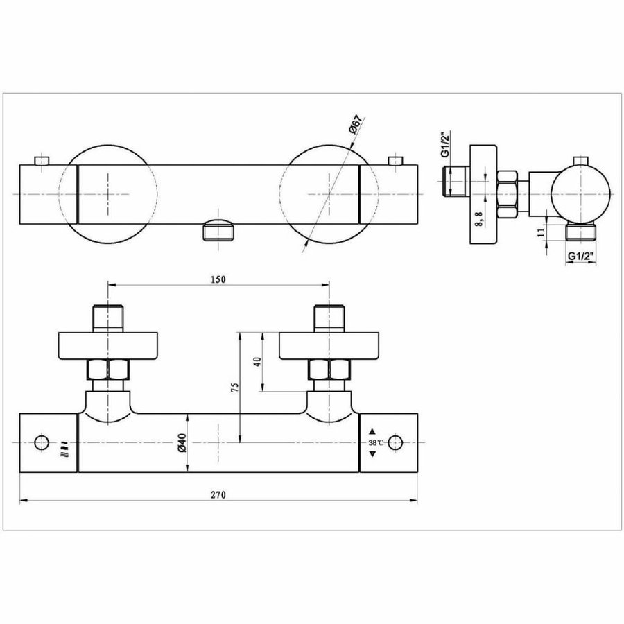 Opbouw Douchethermostaat Best Design Nero Zagaro Mat Zwart