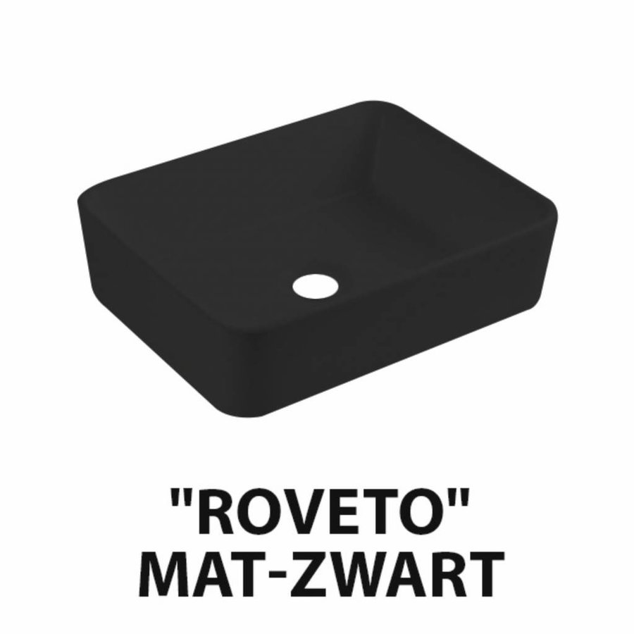 Wastafel Best Design Roveto Opbouw 48x37x13cm Keramiek Mat Zwart