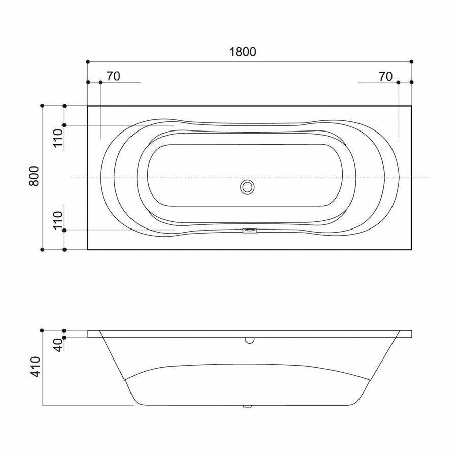 VM GO Jersey Ligbad 180x80cm Acryl 41cm Diep Inclusief Potenstel