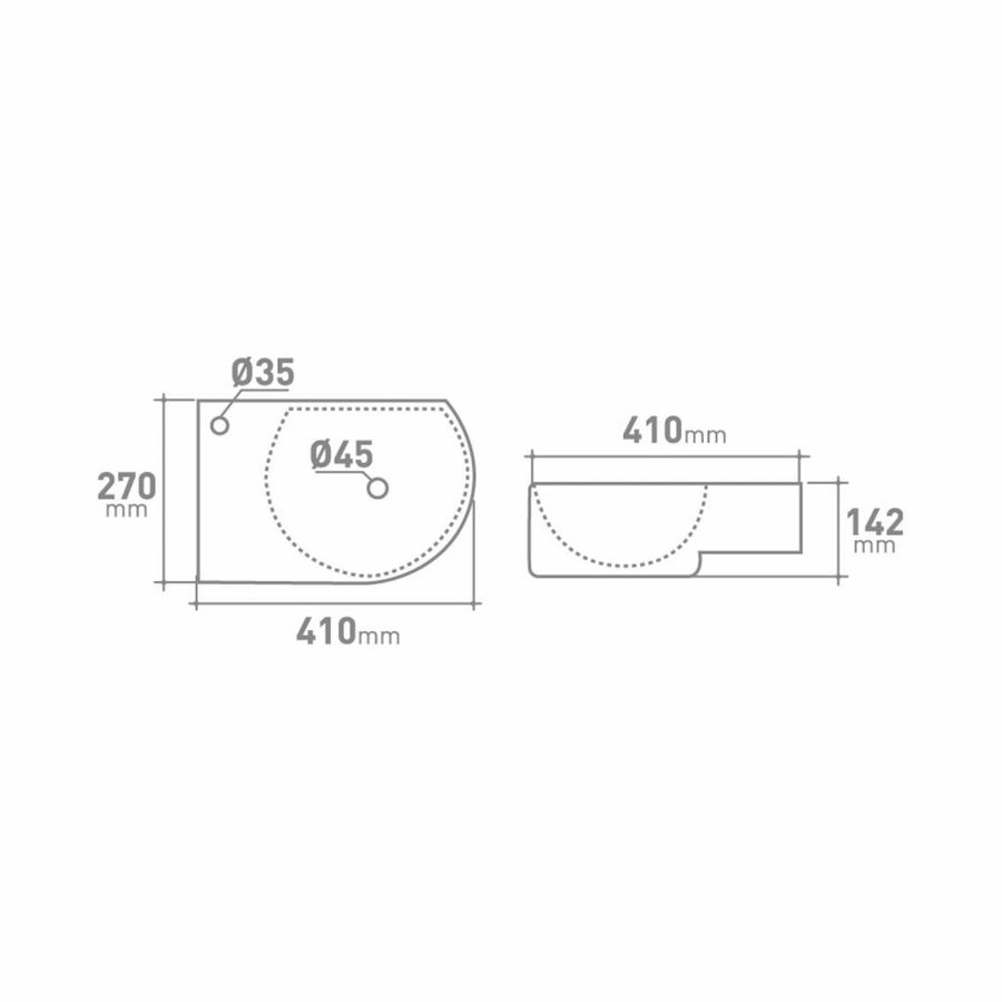 Fontein VM Go Flexy Links 41x27x14.2cm Porselein Glans Wit Met Overloop