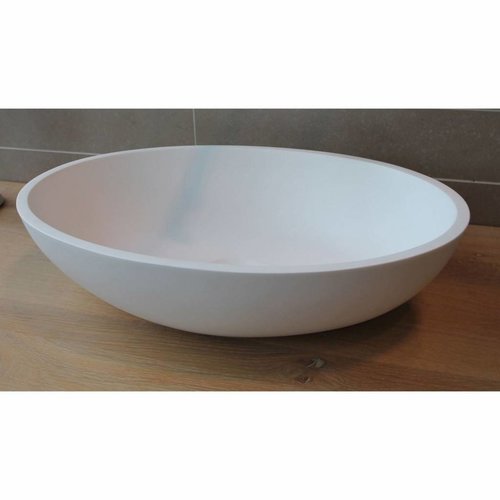 Waskom Luca Sanitair Ovaal 48x32x12cm Solid Surface 8mm Dik Mat Wit 