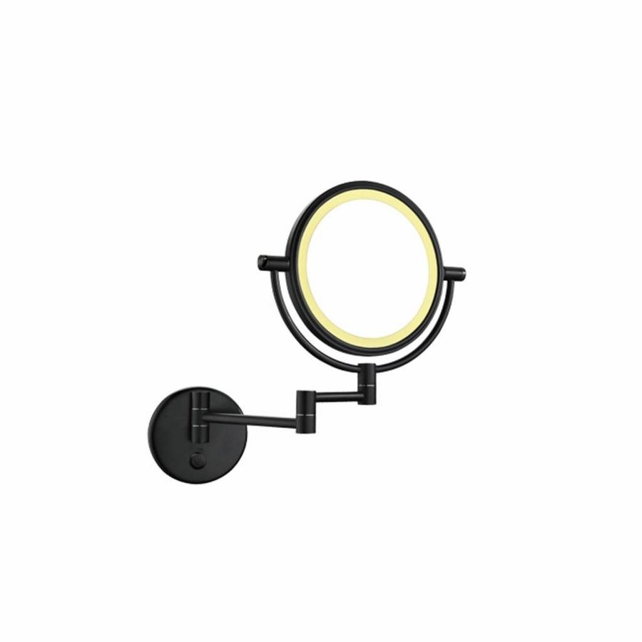 Wand Scheerspiegel Wiesbaden Met LED Verlichting �20cm Staand 5x Vergrotend Mat Zwart