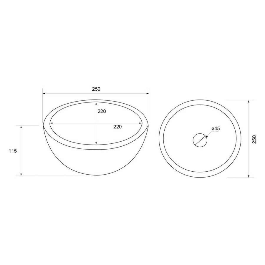 Waskom Differnz Ruz 25x11.5 cm Beton Grijs