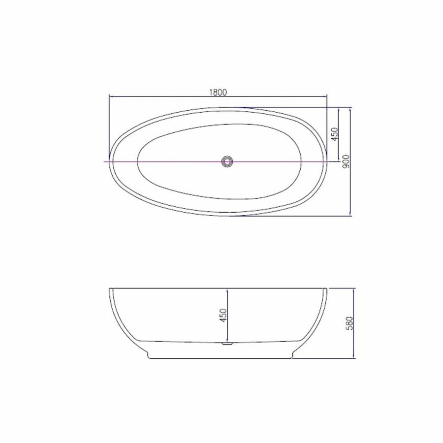 Vrijstaand Bad Best Design Bomber Acryl 180x90x58cm Mat Wit