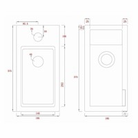 Fonteinset Differnz Helios Links 37.5x18.5x9.5 cm Keramiek Wit (inclusief kraan sifon en afvoer)