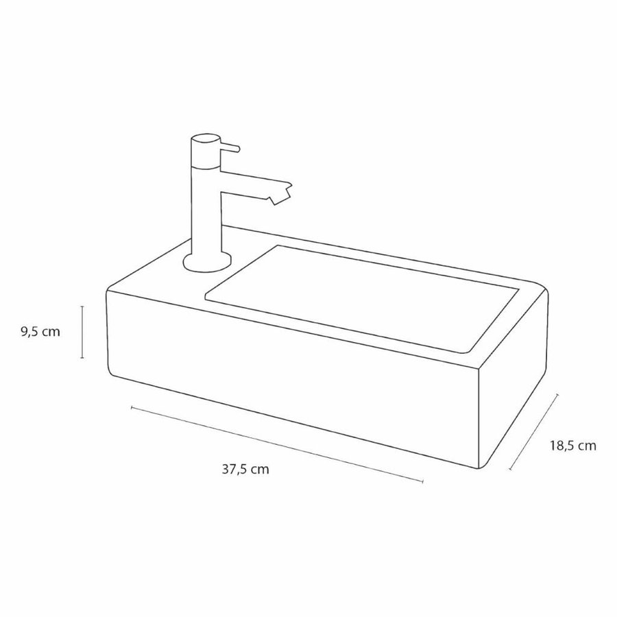 Fonteinset Differnz Helios Links 37.5x18.5x9.5 cm Keramiek Wit (inclusief kraan sifon en afvoer)