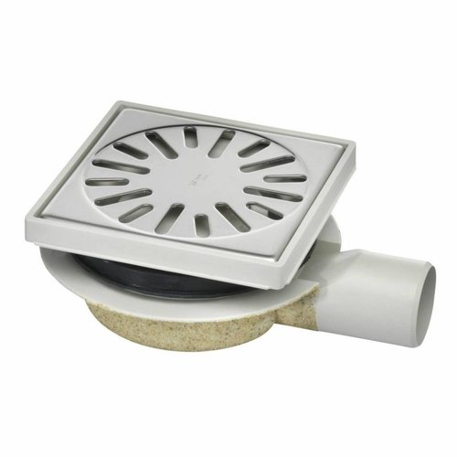 Doucheput Aquaberg ABS Vloerput ABS Opzetstuk Bezand RVS Rooster Zijuitlaat 50mm Verstelbaar 150x150mm PPC Reukafsluiter Reukslot 32mm 