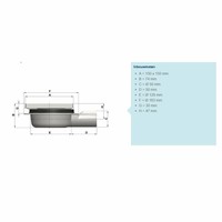 Doucheput Aquaberg ABS Vloerput RVS Rooster Laag Model Zijuitlaat 50mm 150x150mm PPC Reukafsluiter