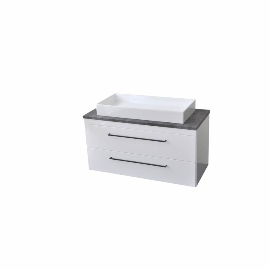 Onderkast Sanicare Q16 97,9x44,4 cm Twee Lades Grey-Wood