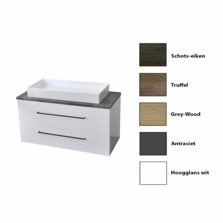 Onderkast Sanicare Q16 97,9x44,4 cm Twee Lades Grey-Wood