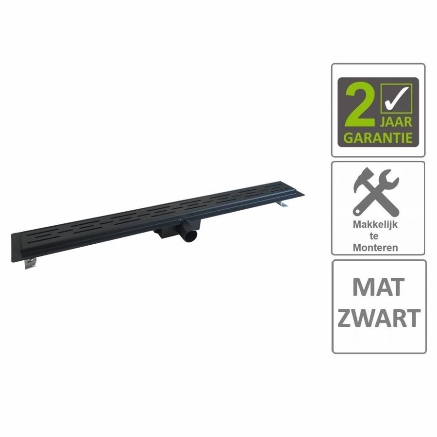 AQS Douchegoot Flens Met Uitneembaar Sifon 100x7x6.7cm RVS Mat Zwart