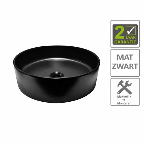 AQS Waskom Mono Opzet Model Rond Diameter 40cm Mat Zwart 