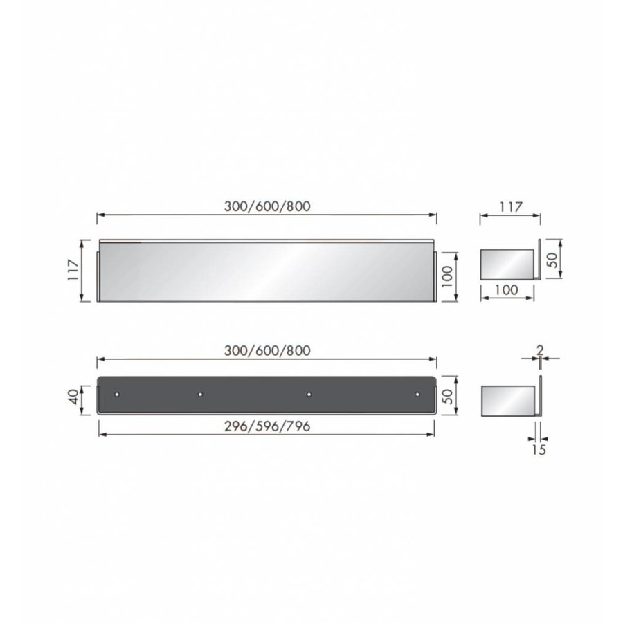 Planchet Inbouw LoooX CShelf 80x10cm Gecoat Staal Wit