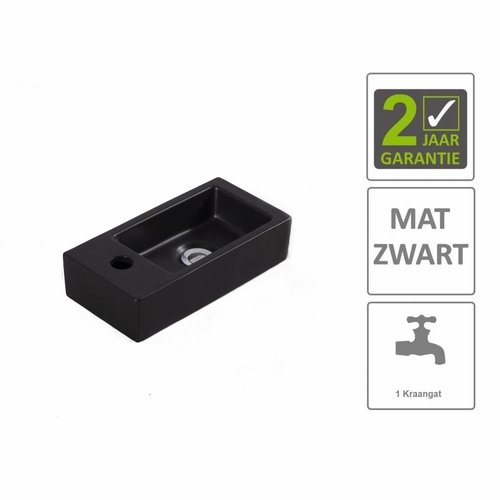 AQS Fontein Rino Mini Links 36x18x9 cm Mat Zwart 