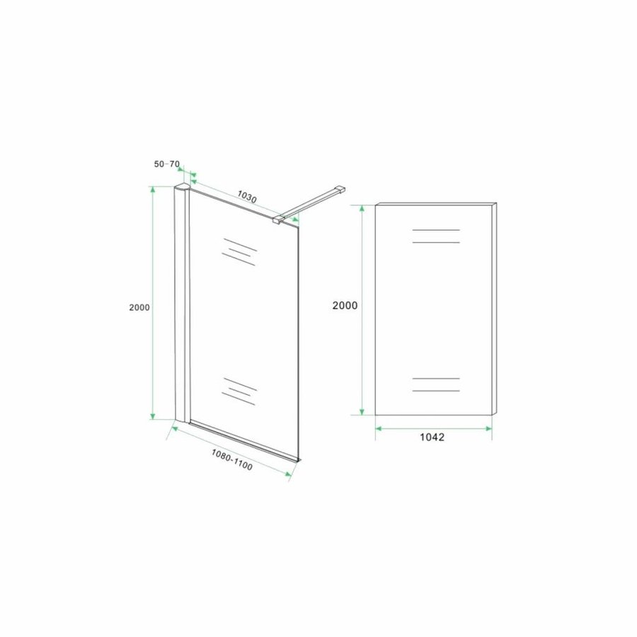 AQS Eco Inloopdouche Met Muurprofiel 110x200cm 8mm NANO Coating