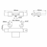 AQS Badmengkraan Rodos Waterval Thermostatisch Vierkant Mat Zwart