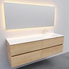 Boss & Wessing Badkamermeubel Solid Surface AQS Oslo 150x46 cm Rechts Wood Washed Oak 4 Laden (1 kraangat)
