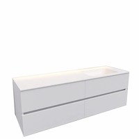 Badkamermeubel Solid Surface AQS Oslo 150x46 cm Rechts Mat Wit 4 Laden (0 kraangaten)