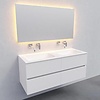 Boss & Wessing Badkamermeubel Solid Surface AQS Oslo 120x46 cm Dubbel Mat Wit 4 Laden (0 kraangaten)