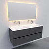 Badkamermeubel Solid Surface AQS Oslo 120x46 cm Dubbel Mat Antraciet 4 Laden (0 kraangaten)
