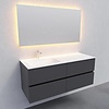 Badkamermeubel Solid Surface AQS Oslo 120x46 cm Links Mat Antraciet 4 Laden (met 1 kraangat)