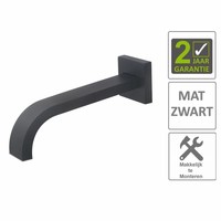 AQS Wastafelkraan Uitloop Vierkant 22 cm Mat Zwart