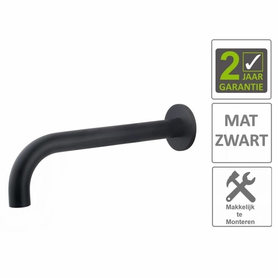 AQS Wastafelkraan Uitloop Rond 26 cm Mat Zwart