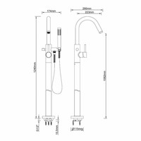 AQS Badkraan Cemal Vrijstaand Mengkraan Compleet Mat Zwart