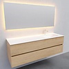 Badkamermeubel Solid Surface AQS Oslo 150x46 cm Rechts Wood Washed Oak (met 1 kraangat)