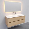 Badkamermeubel Solid Surface AQS Oslo 120x46 cm Midden Wood Washed Oak (0 kraangaten)
