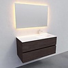 Badkamermeubel Solid Surface AQS Oslo 100x46 cm Rechts Wood Dark Brown (met 1 kraangat)