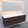 Badkamermeubel Solid Surface AQS Stockholm 150x46 cm Rechts Wood Dark Brown 4 Laden (met 1 kraangat)
