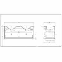 Badkamermeubel Solid Surface AQS Stockholm 120x46 cm Rechts Wood Washed Oak 4 Laden (0 kraangaten)