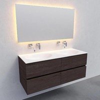 Badkamermeubel Solid Surface AQS Stockholm 120x46 cm Dubbel Wood Dark Brown 4 Laden (0 kraangaten)