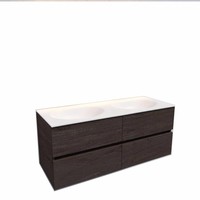 Badkamermeubel Solid Surface AQS Stockholm 120x46 cm Dubbel Wood Dark Brown 4 Laden (0 kraangaten)