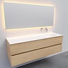 Badkamermeubel Solid Surface AQS Stockholm 150x46 cm Rechts Wood Washed Oak (0 kraangaten)