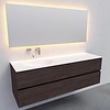 Badkamermeubel Solid Surface AQS Stockholm 150x46 cm Links Wood Dark Brown (0 kraangaten)