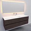 Badkamermeubel Solid Surface AQS Stockholm 150x46 cm Midden Wood Dark Brown (0 kraangaten)