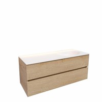Badkamermeubel Solid Surface AQS Stockholm 120x46 cm Rechts Wood Washed Oak (0 kraangaten)