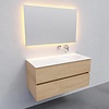 Badkamermeubel Solid Surface AQS Stockholm 100x46 cm Rechts Wood Washed Oak (0 kraangaten)