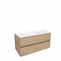 Badkamermeubel Solid Surface AQS Stockholm 100x46 cm Midden Wood Washed Oak (0 kraangaten)