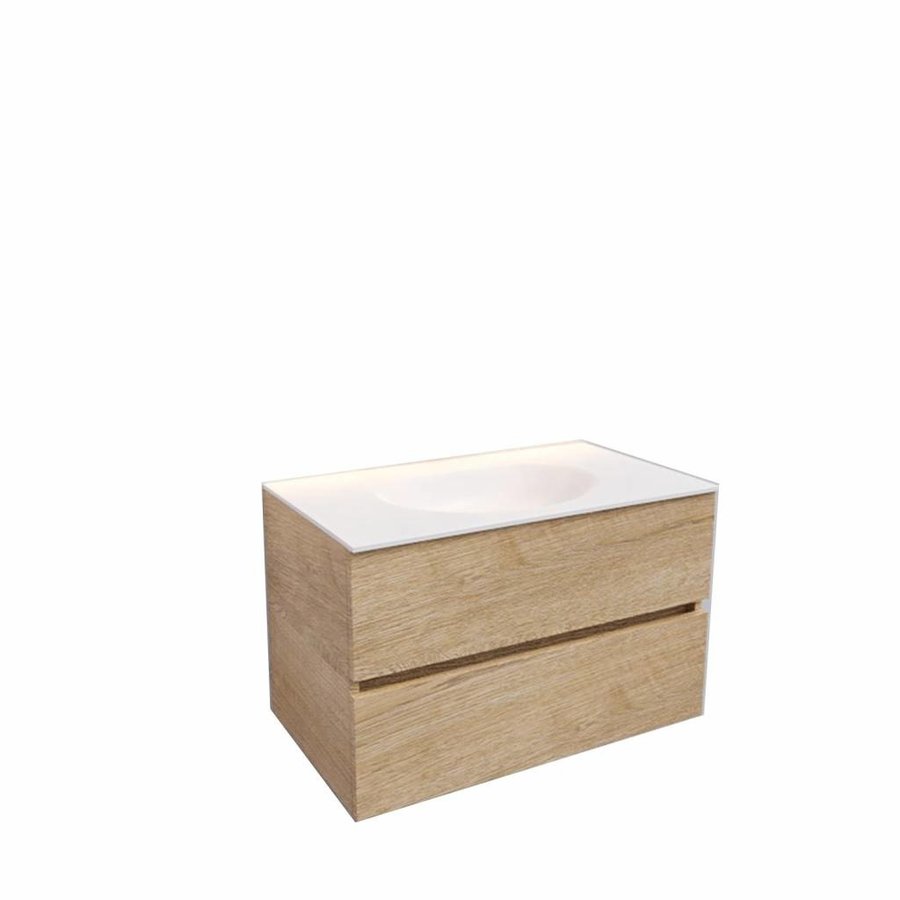 Badkamermeubel Solid Surface AQS Stockholm 80x46 cm Wood Washed Oak (0 kraangaten)