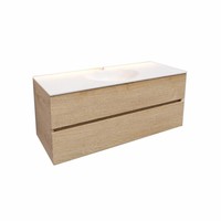 Badkamermeubel Solid Surface AQS Stockholm 120x46 cm Midden Wood Washed Oak (met 1 kraangat)