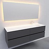 Badkamermeubel Solid Surface AQS Stockholm 150x46 cm Rechts Mat Antraciet 4 Laden (met 1 kraangat)