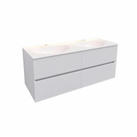 Badkamermeubel Solid Surface AQS Stockholm 120x46 cm Dubbel Mat Wit 4 Laden (met 1 kraangat)