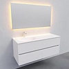 Badkamermeubel Solid Surface AQS Stockholm 120x46 cm Links Mat Wit 4 Laden (met 1 kraangat)