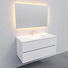 Badkamermeubel Solid Surface AQS Oslo 100x46 cm Midden Mat Wit (met 1 kraangat)